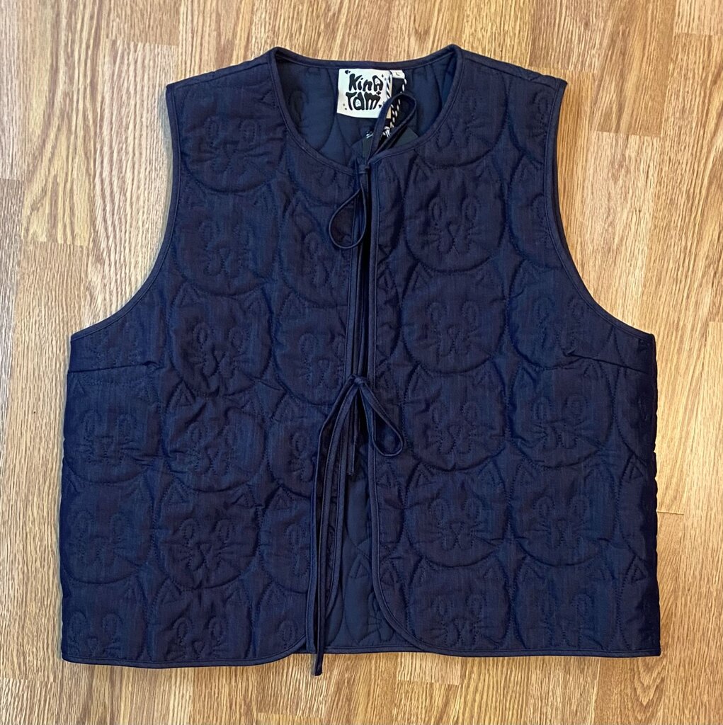 Kina & Tam NWT cat-quilted front tie vest (L)