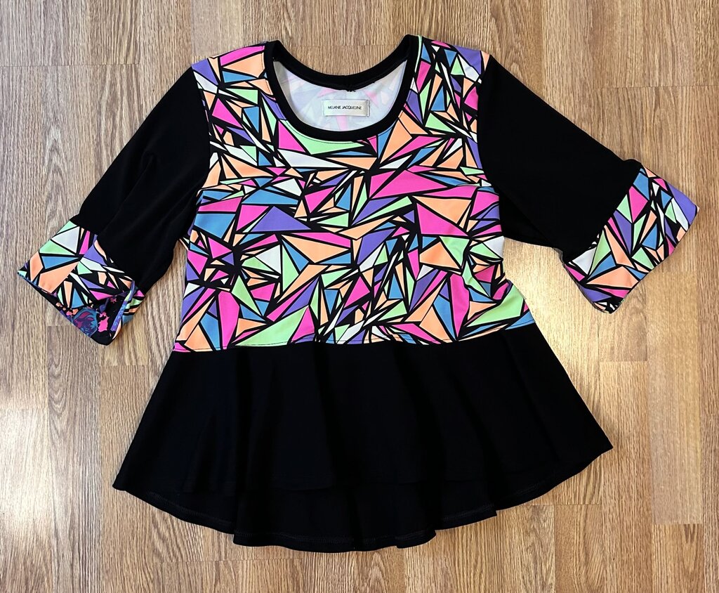 Melanie Jacqueline shatter triangle print peplum top (L/XL)