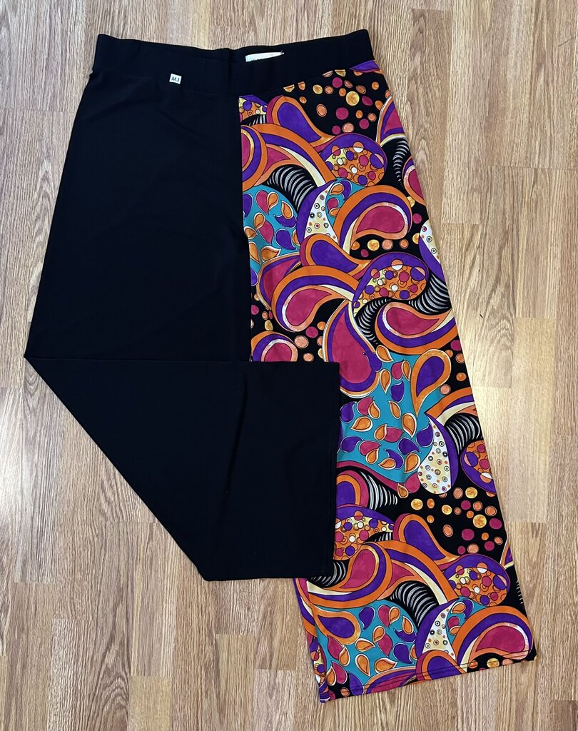 Melanie Jacqueline 1-leg 70s funky print wide leg pant (XL)