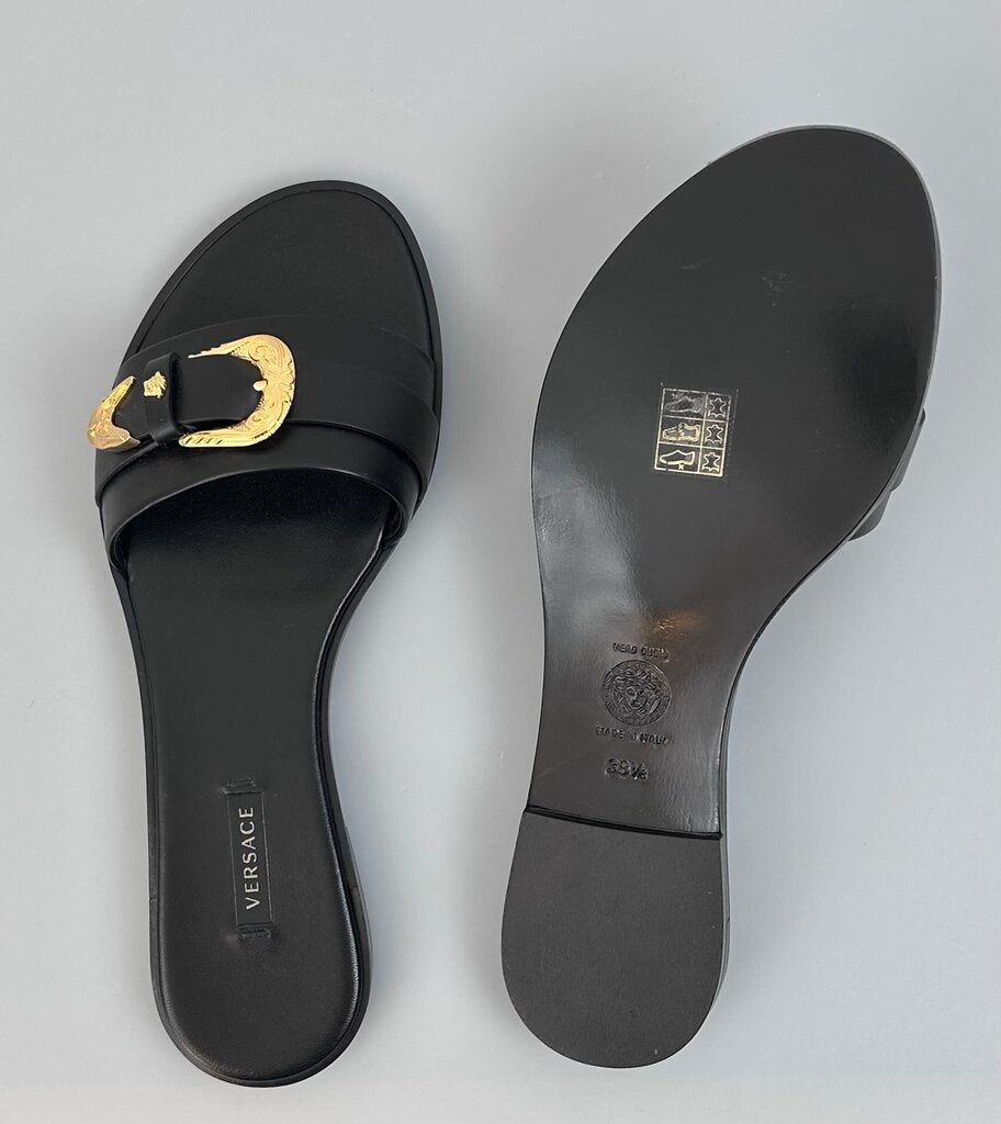 Versace medusa western buckle slides (size 8-8.5)