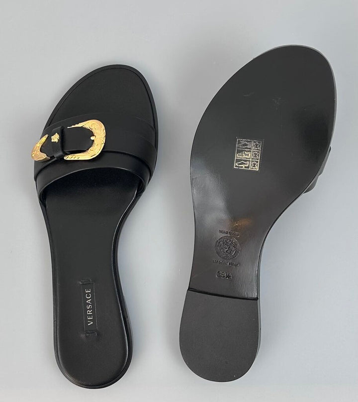 Versace medusa western buckle slides (size 8-8.5)