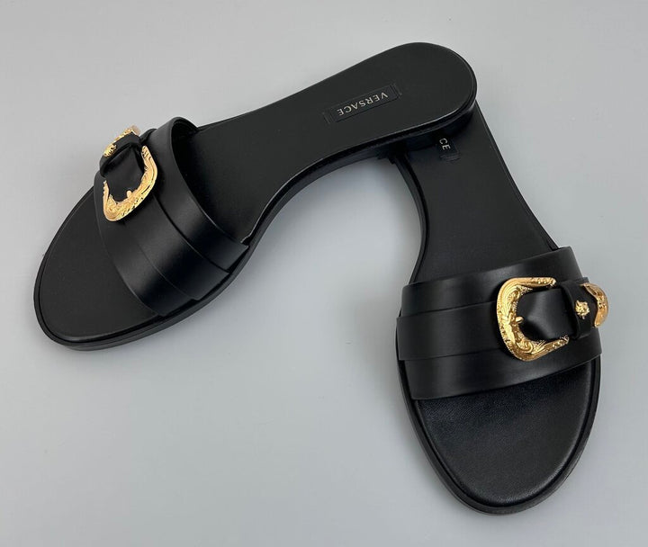 Versace medusa western buckle slides (size 8-8.5)