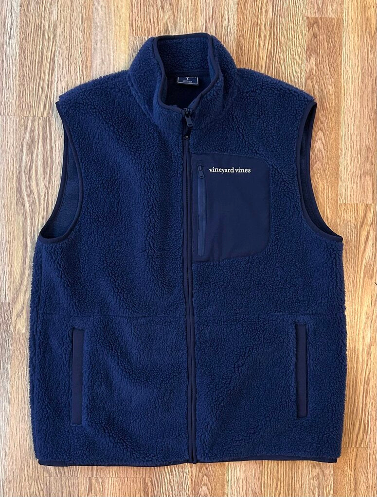 vineyard vines logo fleece full zip vest (L)
