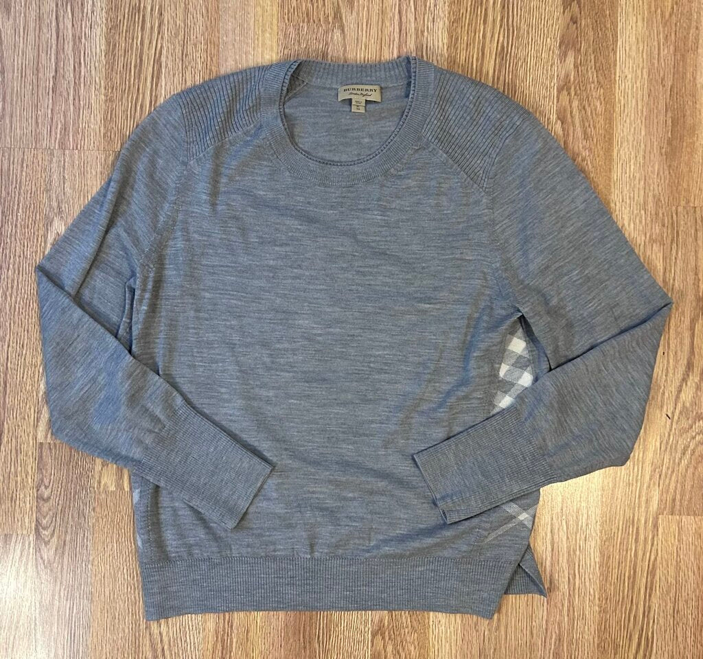 Burberry London 100% merino plaid detail pullover (XL)