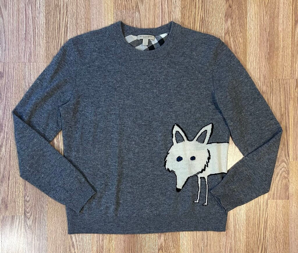 Burberry Brit cashmere/wool blend fox graphic pullover (L)