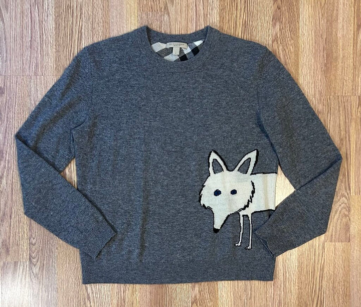 Burberry Brit cashmere/wool blend fox graphic pullover (L)