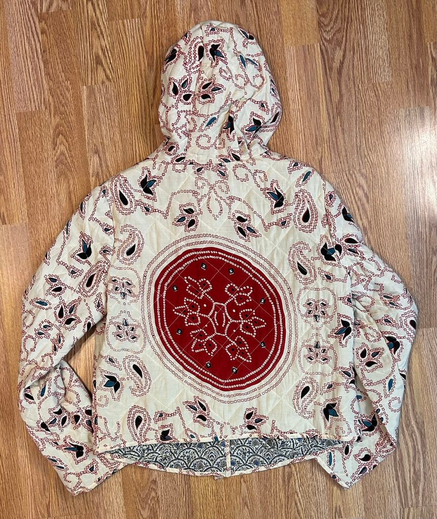 Free People quilted hooded boho light button-up jacket (L)