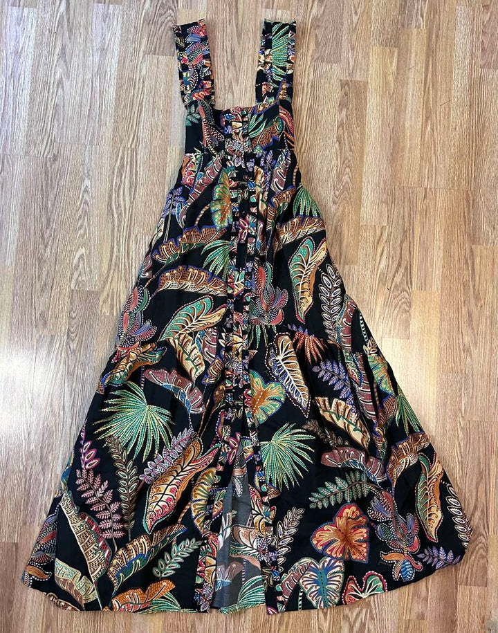 Farm Rio (Anthrolopologie) Cool Foliage maxi dress (S)