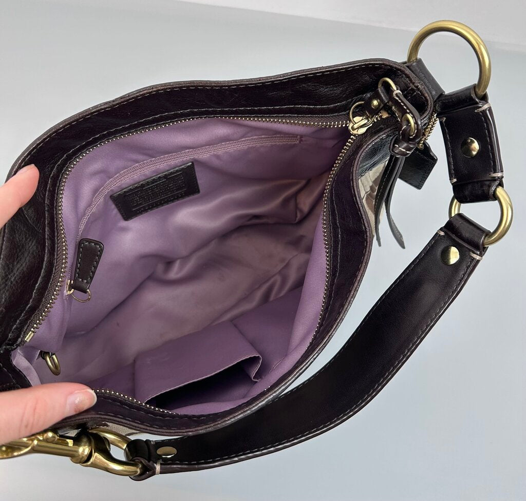 Coach "Zoe" monogram/leather shoulder bag