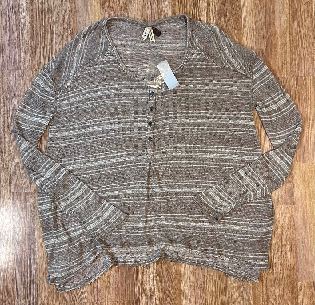 Free People NWT striped oversized lightweight henley (XL)