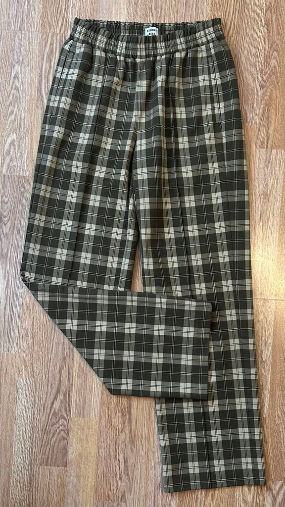 Sunday Best (Aritzia) plaid elastic waist tall pant (S)