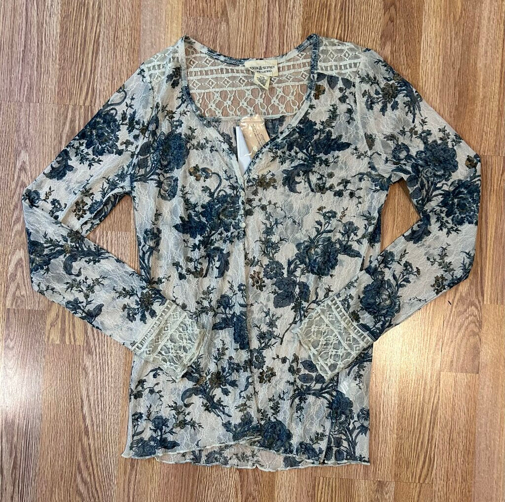 Denim & Supply NWT sheer floral lace henley (L)
