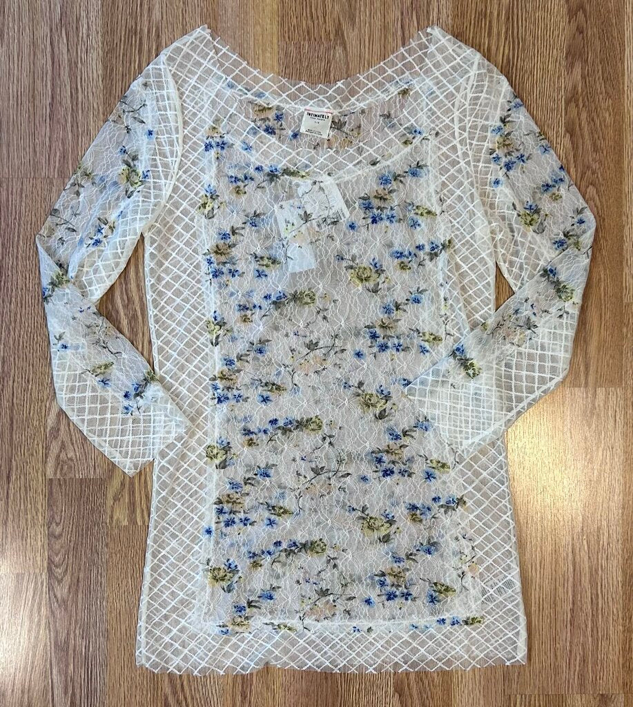 Intimately Free People NWT floral lace sheer stretch top (L)