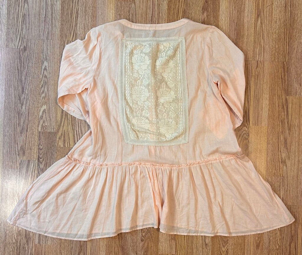Free People NWT boho drop waist lace back tunic (M)