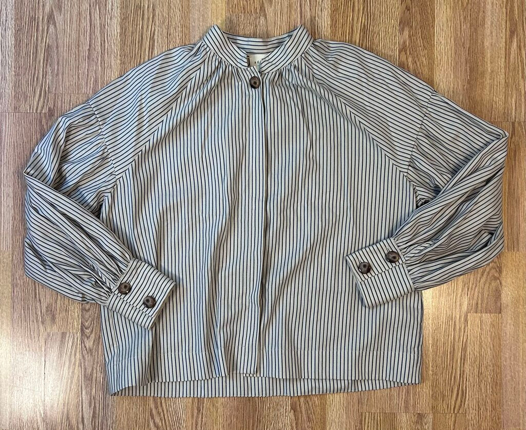 Sezane "Analyne" puff sleeve striped blouse (L)
