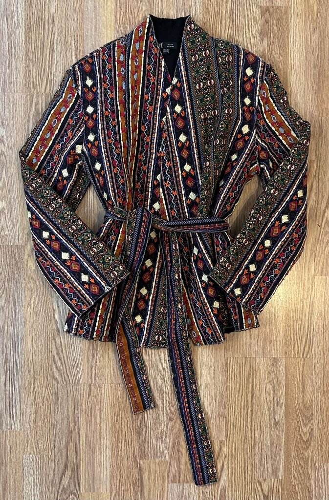 Zara TRF collection belted stripe embroidered hangopen (S/M)