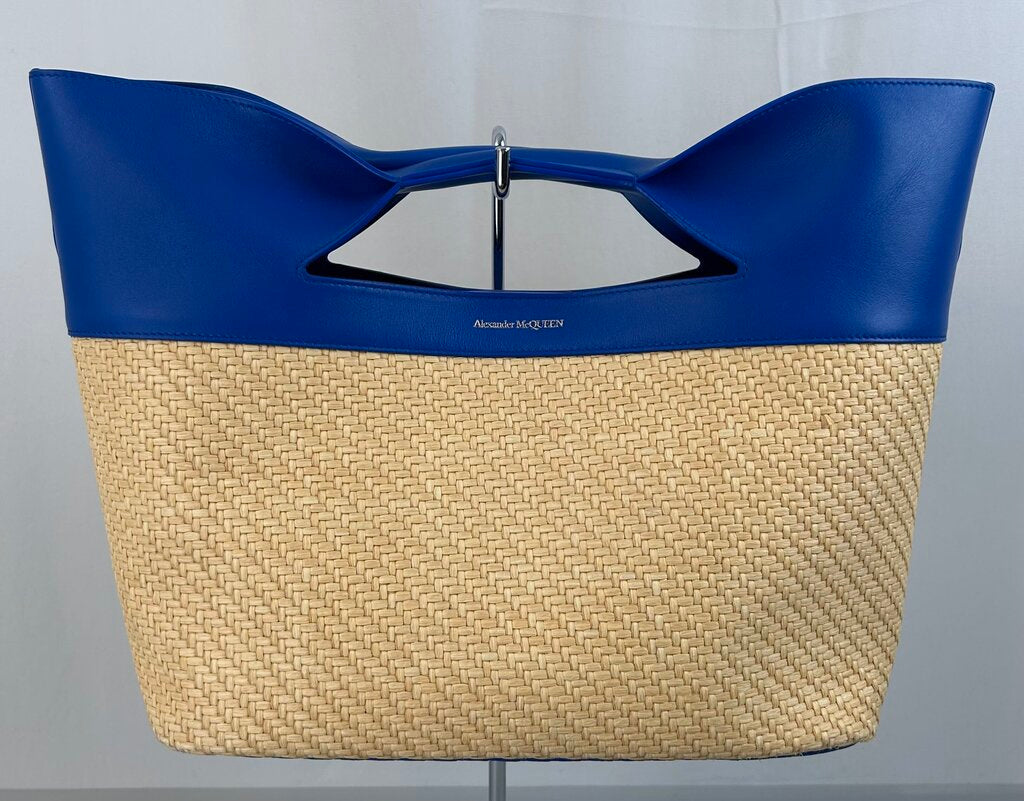 Alexander McQueen straw/leather "Bow" tote