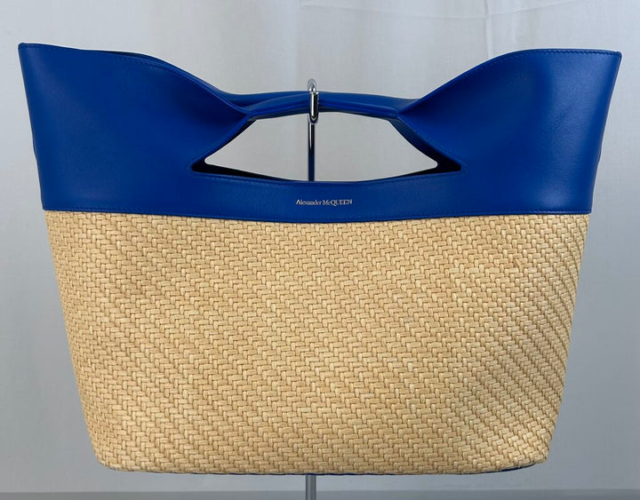 Alexander McQueen straw/leather "Bow" tote