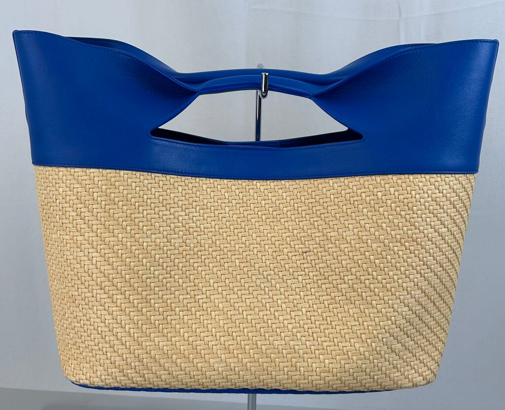 Alexander McQueen straw/leather "Bow" tote