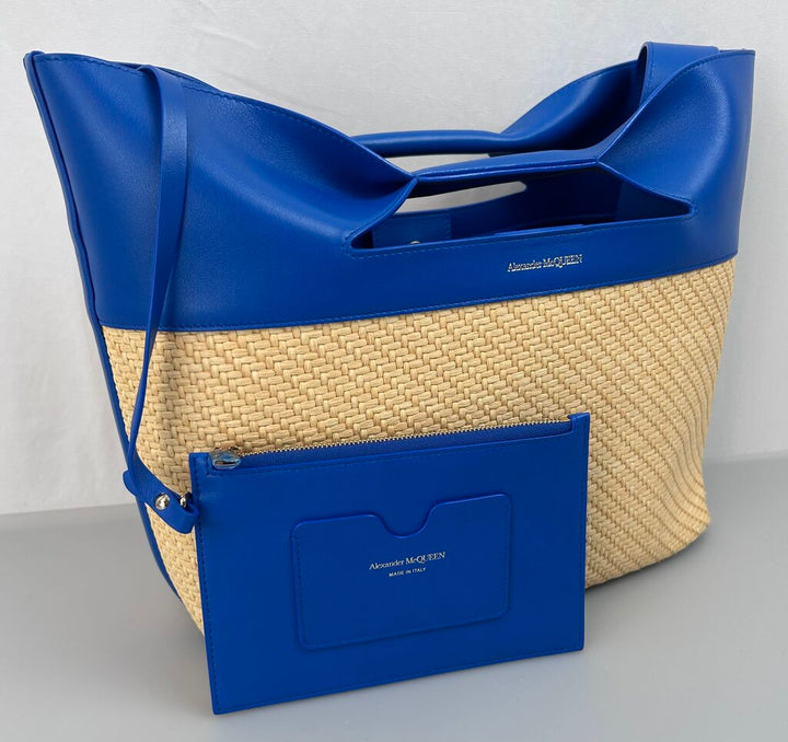 Alexander McQueen straw/leather "Bow" tote