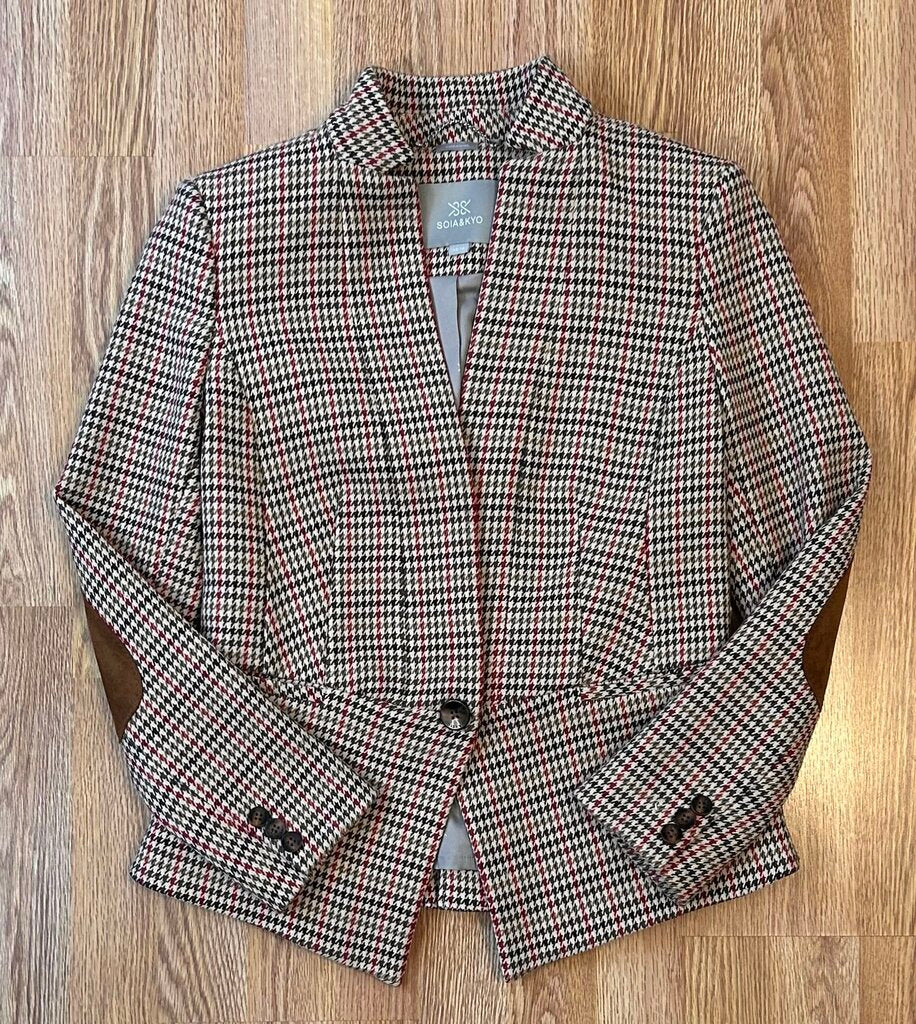 Soia & Kyo check single button peplum blazer (XS)