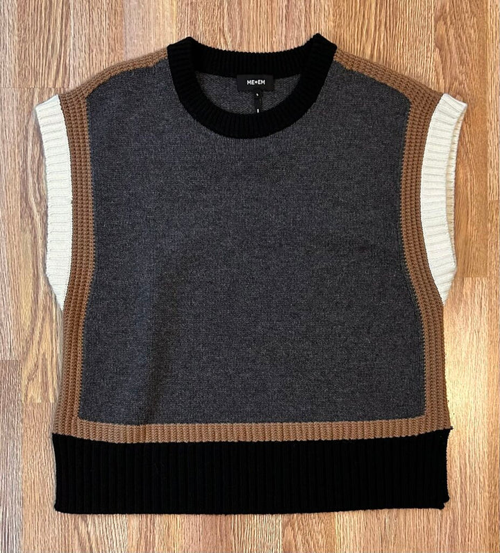 Me+Em removable snood colourblock sweater vest (S)