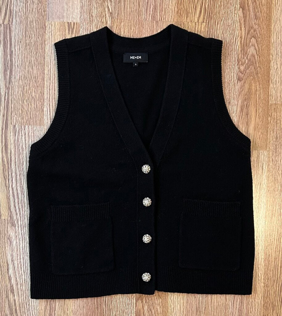 Me+Em crystal button detail wool vest (S)