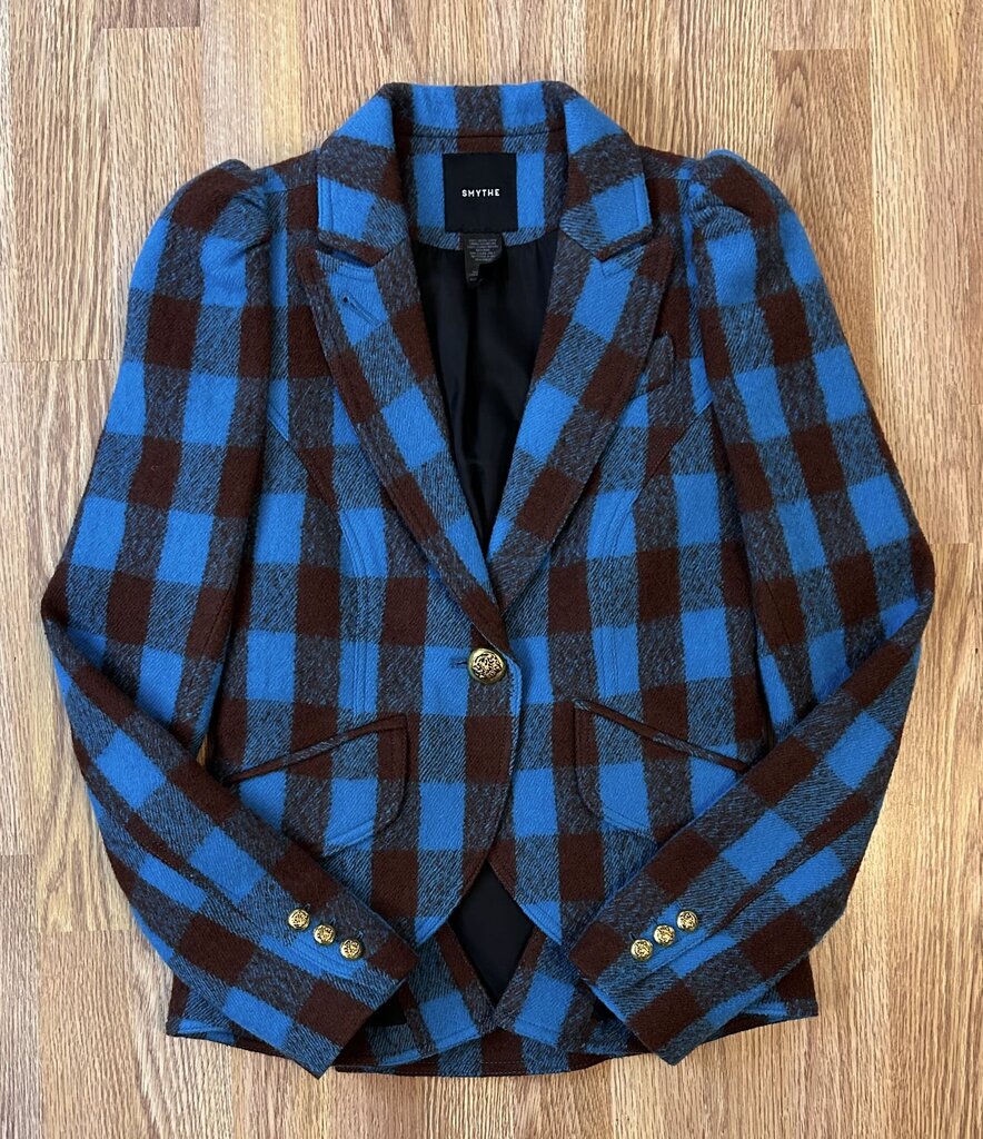 Smythe wool large check single button blazer (XS)