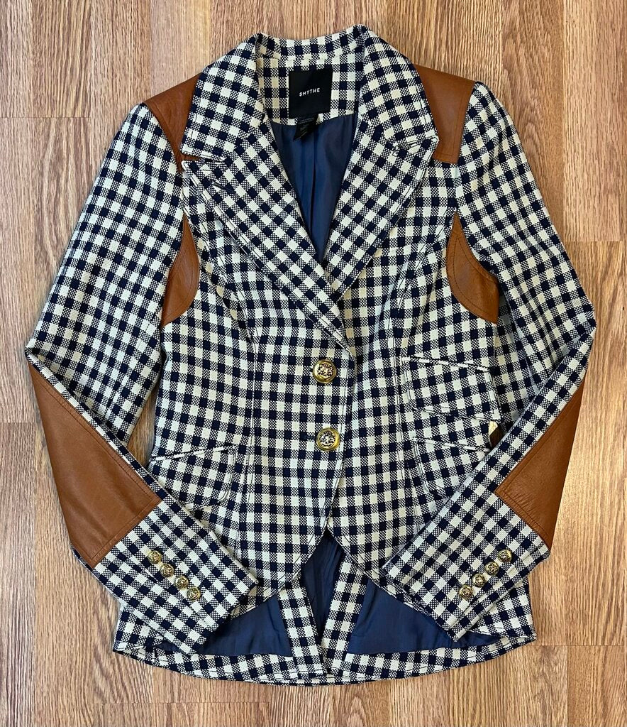 Smythe "Rifle" check leather detail equestrian-style blazer (size 4)