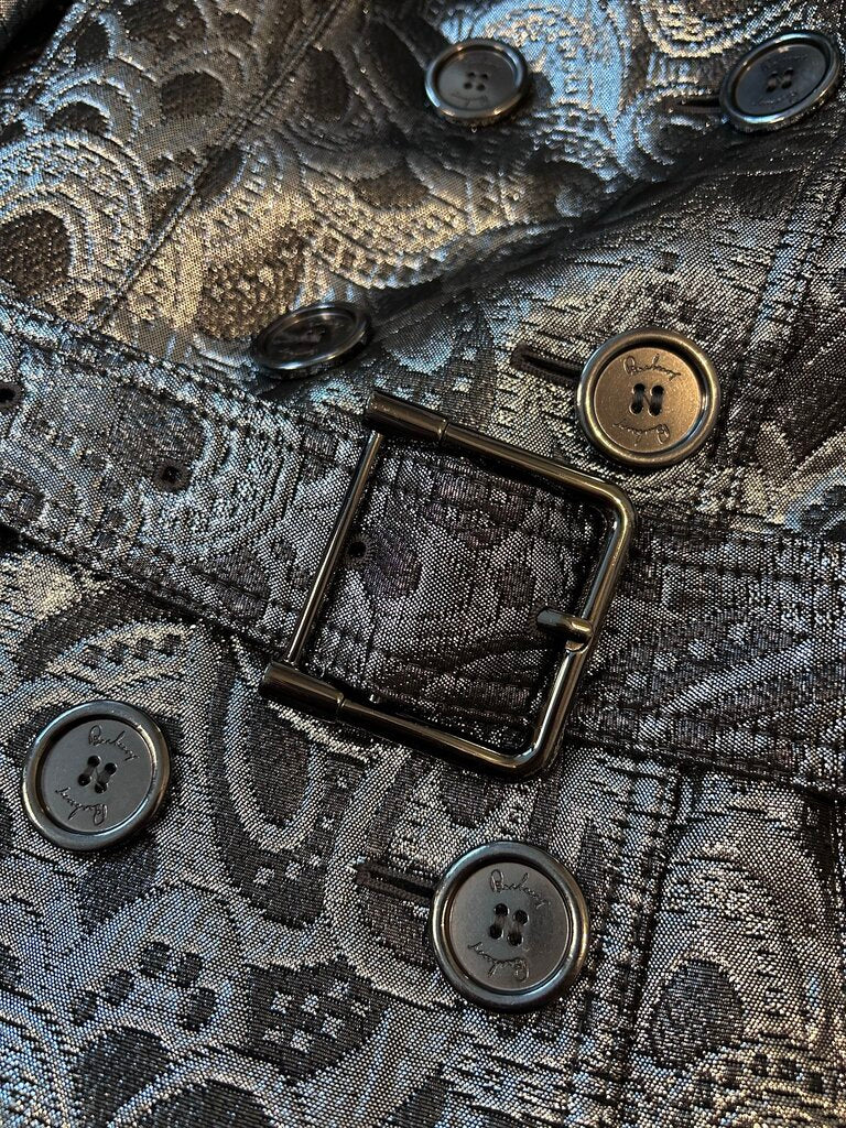 Burberry London Metallic Belted Brocade Trench (size 6)