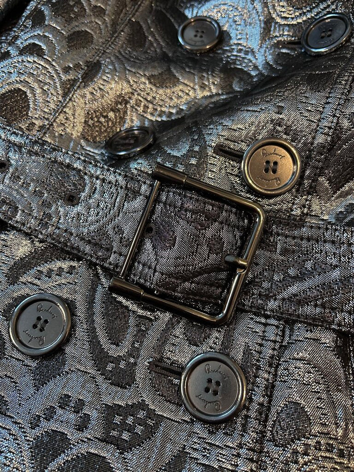 Burberry London Metallic Belted Brocade Trench (size 6)