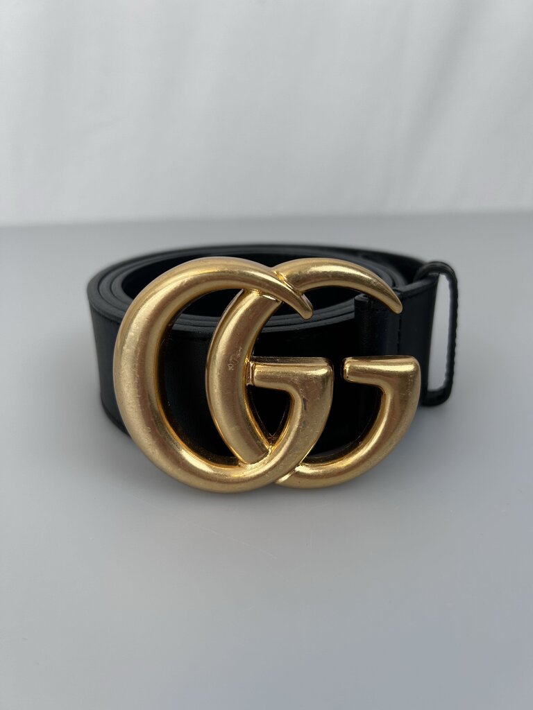 Gucci GG brass buckle wide belt (size 95/38)