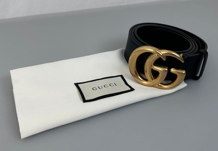 Gucci GG brass buckle wide belt (size 95/38)