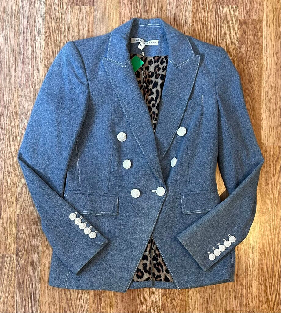 Veronica Beard Miller double breasted denim blazer (size 4)