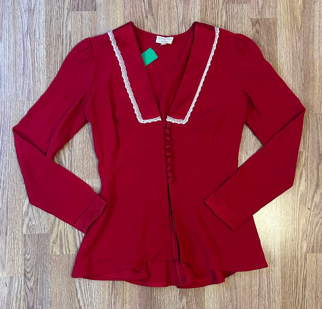 Anonymous by Ross & Blite vintage collared peplum blouse (size 8)
