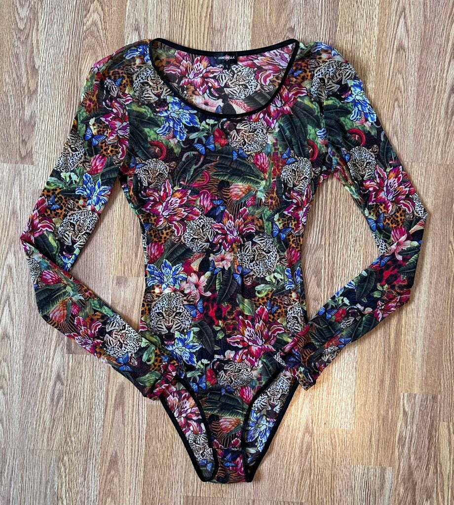 Cosabella (Italy) mesh floral jungle print bodysuit (L)