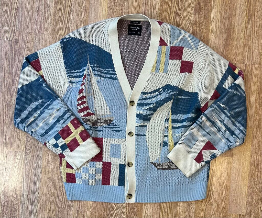 Abercrombie & Fitch cotton sailing print cardigan (M)