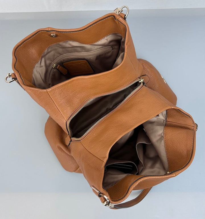 Coach 3-compartment leather shoulder bag
