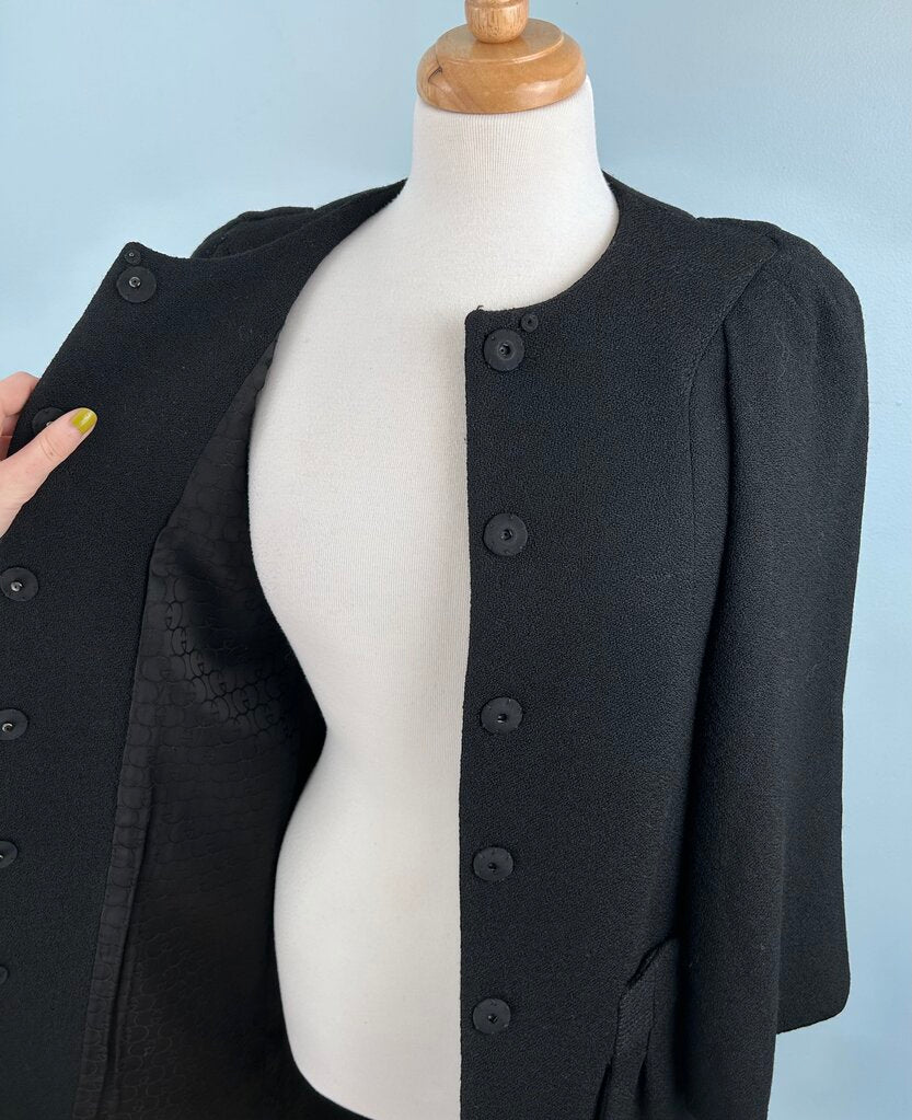 Gucci wide puff sleeve snap-up collarless jacket (S)
