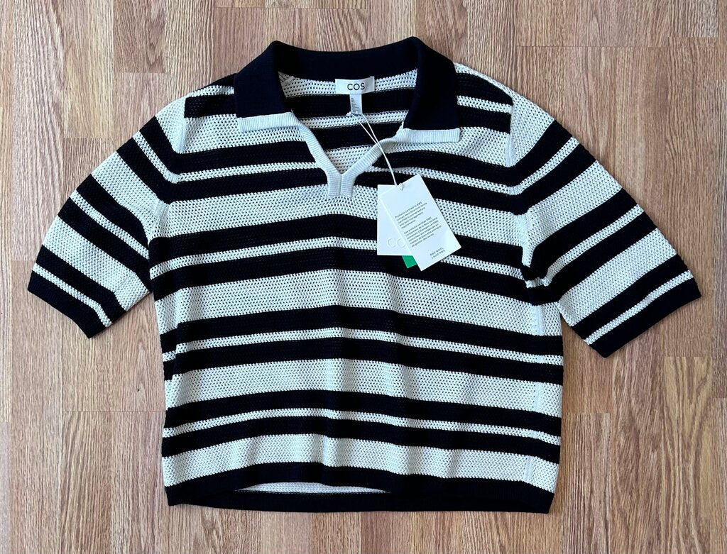 Cos NWT striped wool/cotton blend polo sweater (L)