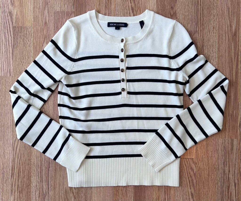 Veronica Beard striped henley-style sweater (XS)