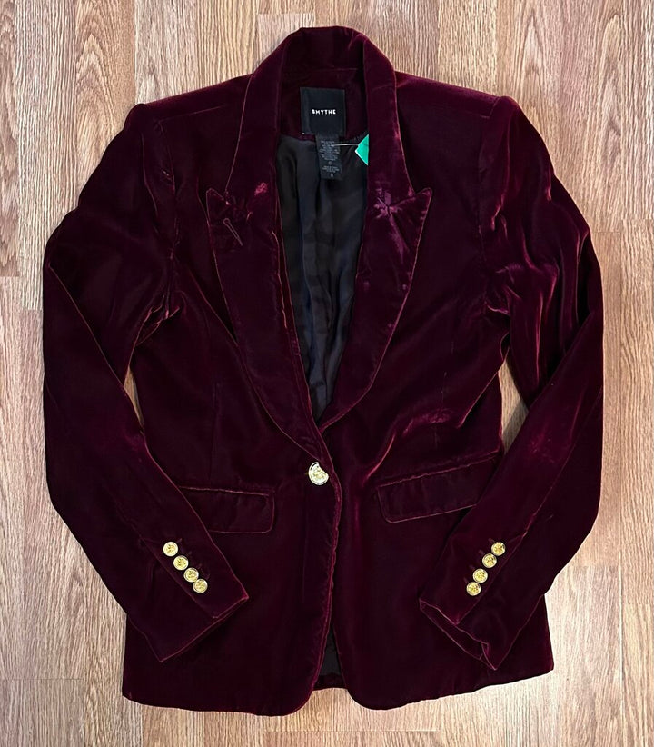 Smythe gold button velvet blazer (size 4)