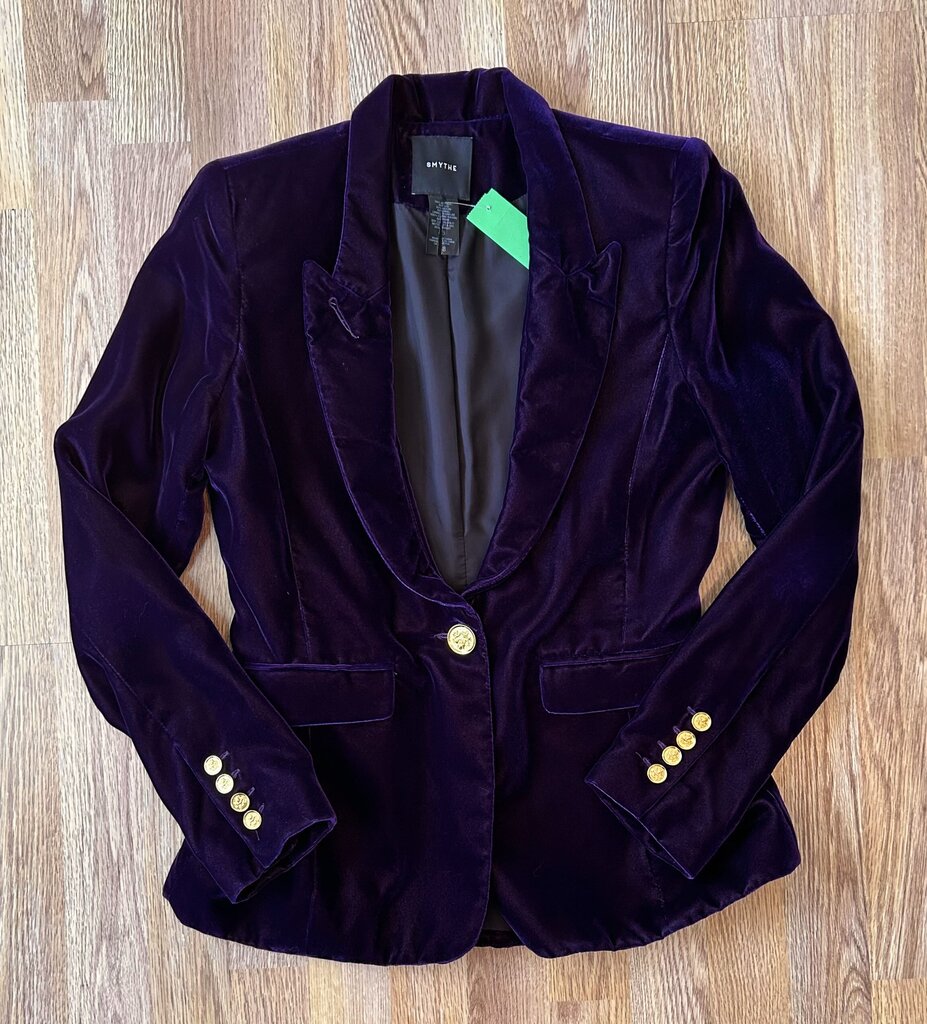 Smythe velvet single gold button blazer (size 4)