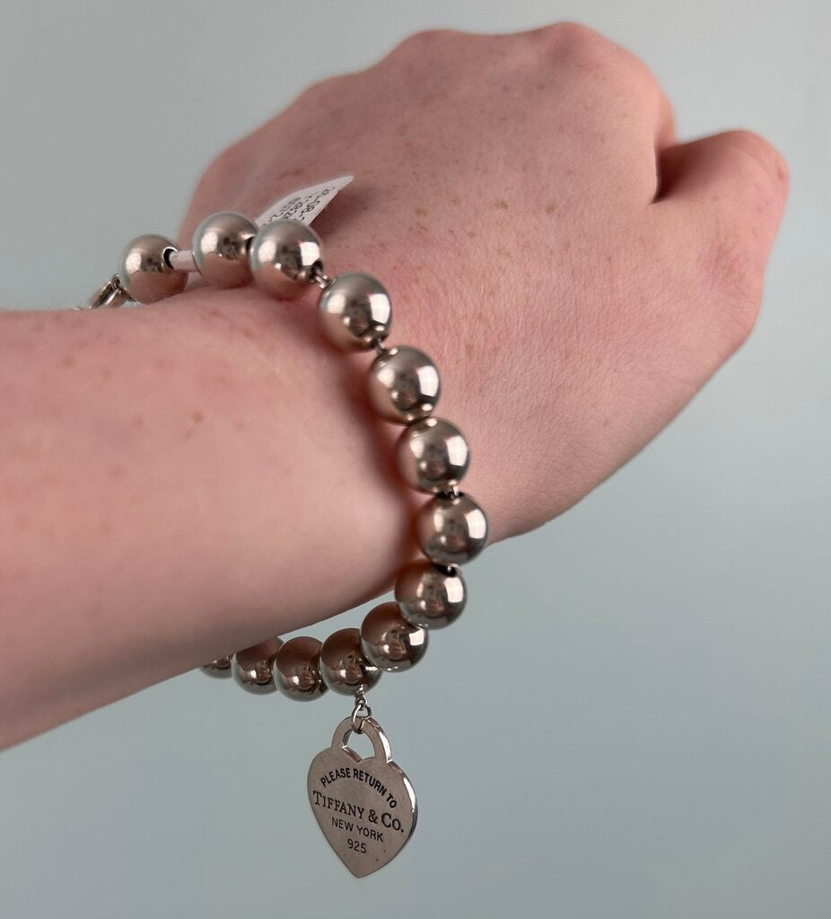 Tiffany heart charm hardware bead bracelet
