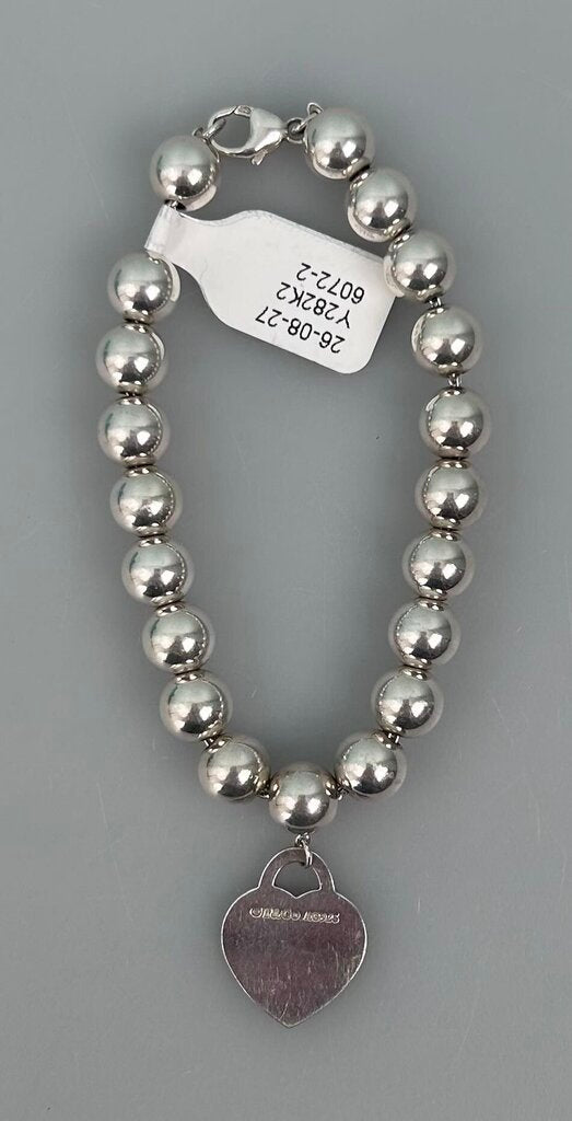 Tiffany heart charm hardware bead bracelet
