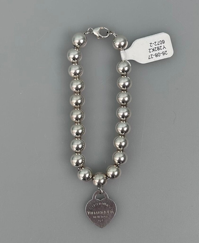 Tiffany heart charm hardware bead bracelet