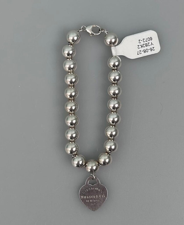 Tiffany heart charm hardware bead bracelet