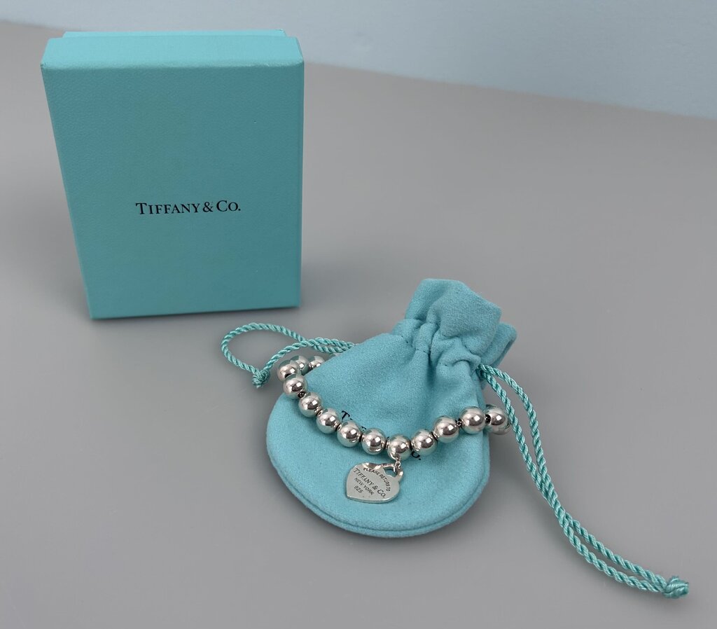 Tiffany heart charm hardware bead bracelet