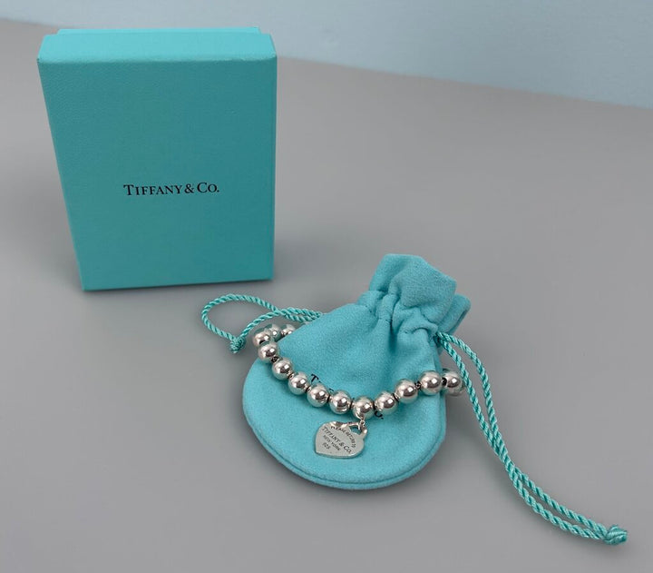 Tiffany heart charm hardware bead bracelet
