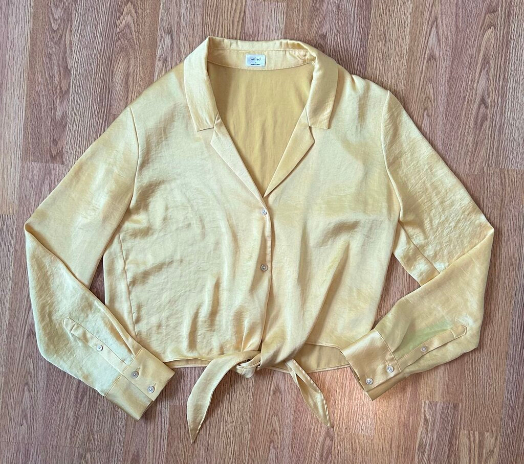 Wilfred satin tie front button down (S)